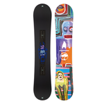 Arbor Metal Machine 2026 - A black snowboard with a blue graphic of a monster-like creature on its top side.