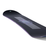 Arbor Metal Machine 2026 - A black snowboard with a purple outline around its edges and a light blue logo on top.