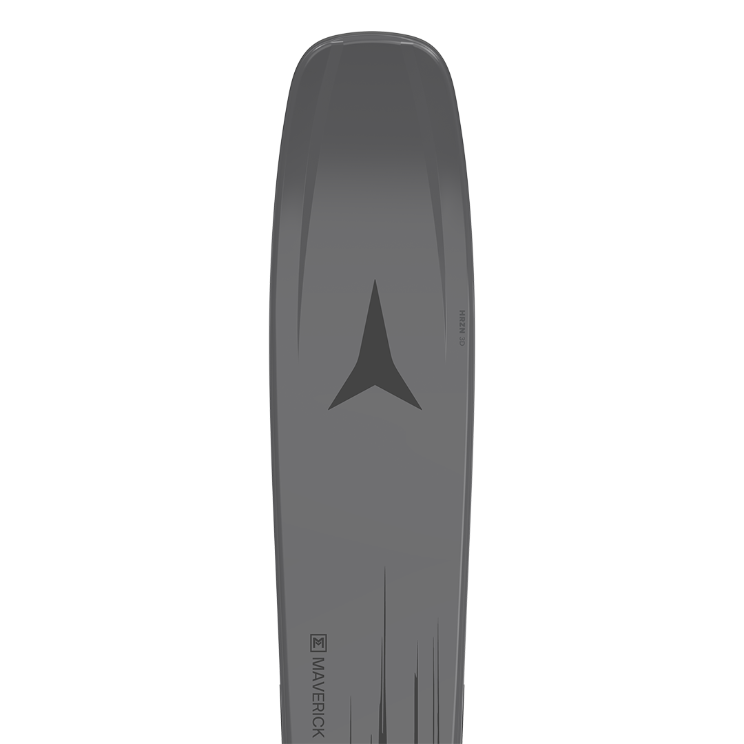 Atomic Maverick 88 CTI Skis 2026 - A pair of dark gray skis with a black arrow logo on the top.