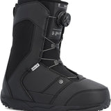 Ride Rook Snowboard Boot 2025 - Black snowboard boots with white laces and a black BOA dial on top.