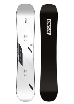 CAPiTA Mega Death Snowboard 2026 - A white snowboard with black text and graphics on a solid white background.