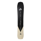 Jones Flagship Pro Snowboard 2025 - A black snowboard with a white logo at the top and a light-colored wood grain pattern on the bottom.