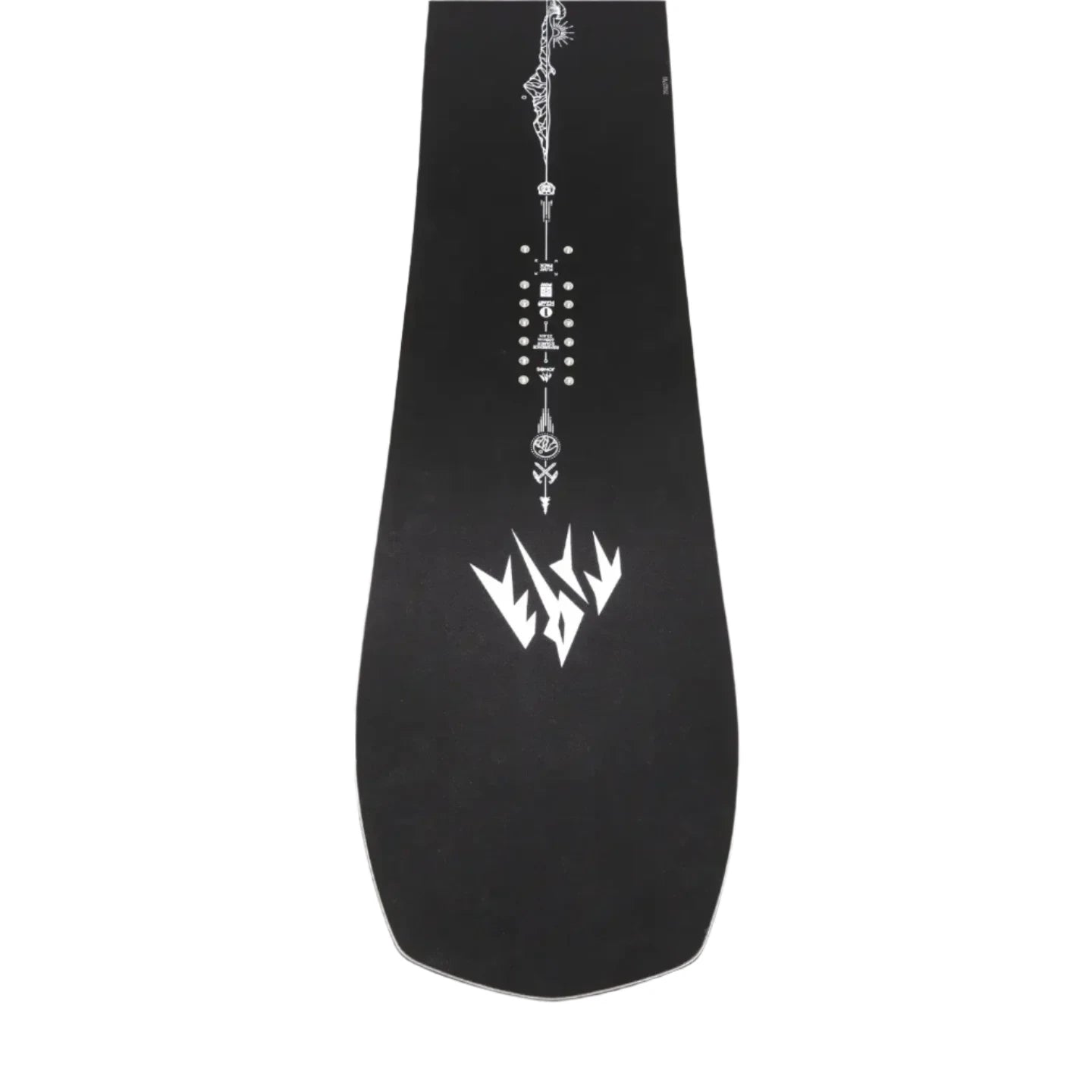 Jones Flagship Pro Snowboard 2025 - A black snowboard with a white logo featuring three stylized letters "J" at the bottom.