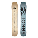 Jones Flagship Snowboard 2025 - A light-colored woodgrain snowboard with a black logo at the top and a small illustration of a ship in the center.