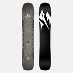 Jones Ultra Flagship Snowboard 2024 - A grayish-brown woodgrain patterned snowboard with a white logo at the top and a black tag in the middle.