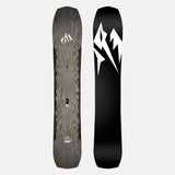 Jones Ultra Flagship Snowboard 2024 - A grayish-brown woodgrain patterned snowboard with a white logo at the top and a black tag in the middle.