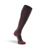 Fox River Zermatt Snowboard Socks - A pair of dark gray snowboard socks with a red stripe down the side and a small logo on the top.
