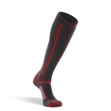 Fox River Zermatt Snowboard Socks - A pair of dark gray snowboard socks with a red stripe down the side and a small logo on the top.