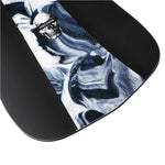 Jones Mind Expander Snowboard 2025 - A black snowboard with a white and blue graphic of a man's face on the top sheet, featuring a skull design.