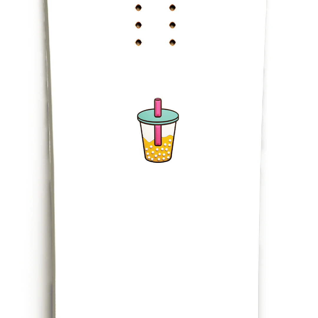 StompCharms Mango Sago Mini Stomp Pad 2025 - A white stomp pad with a pink logo and a small, circular design on top.