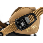 Nitro Team Pro MK Snowboard Binding - 2026 binding with black buckles and straps on a brown background.