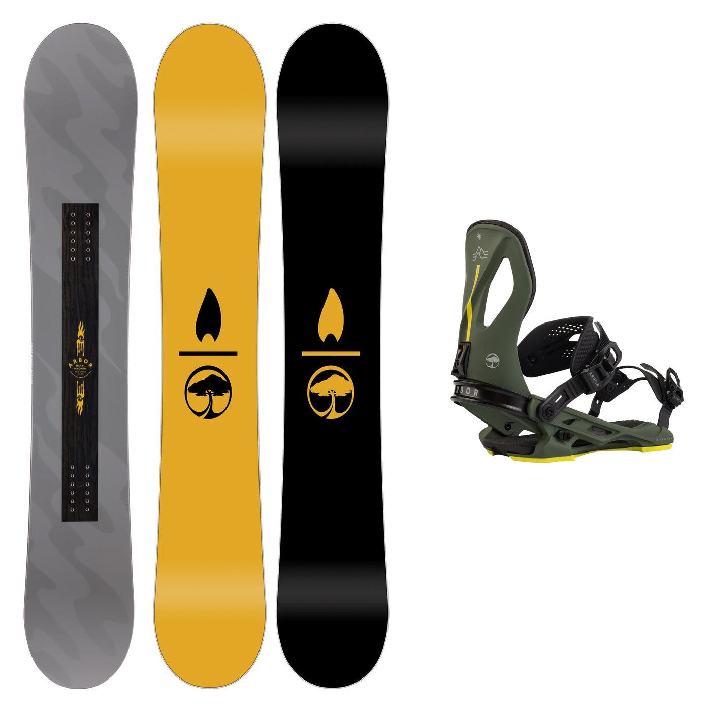 Arbor Metal Machine Camber Snowboard with Arbor Cypress Pat Moore Snow