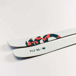 Movement Women's Fly 95 Skis 2024 - White skis with a red and black logo on top.