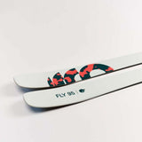 Movement Women's Fly 95 Skis 2024 - White skis with a red and black logo on top.