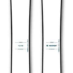 Movement Women's Fly 95 Skis 2024 - White skis with a red and black camouflage logo on top.