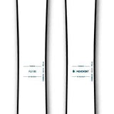 Movement Women's Fly 95 Skis 2024 - White skis with a red and black camouflage logo on top.