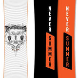 Never Summer - Easy Rider Snowboard 2024 with black background and white lettering.