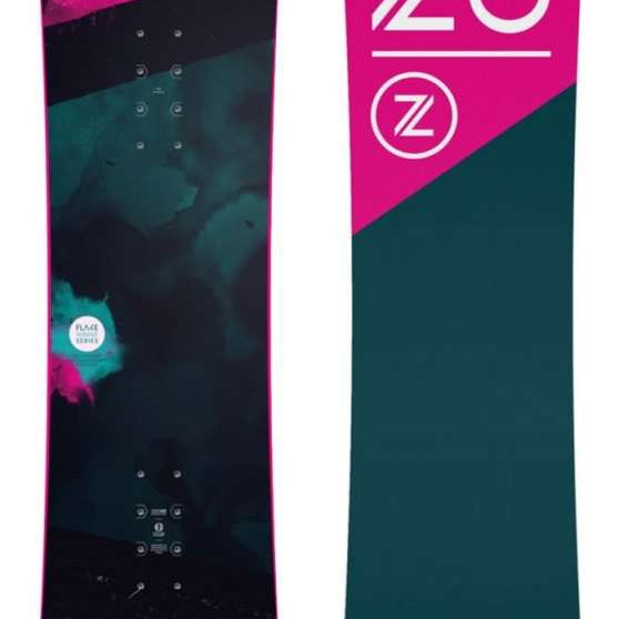 Nidecker Junior's Micron Flake Snowboard 2022 - A snowboard with a white top and dark green bottom, featuring a marbled pattern on both sides.
