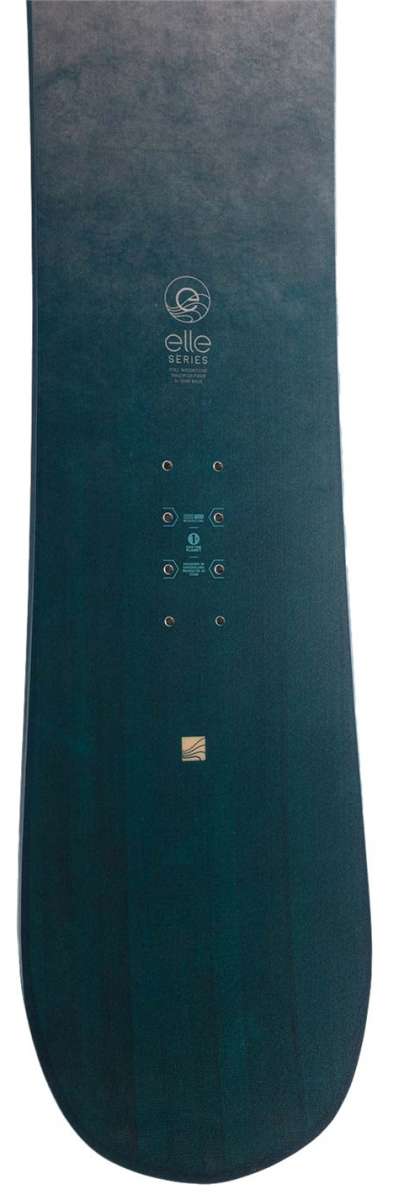 Nidecker Women's Elle Snowboard 2023 - A dark green snowboard with a white logo and text on top of it.
