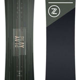 Nidecker Play Snowboard 2023 - A dark gray snowboard with a subtle wood grain texture and white lettering.