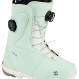 Nitro Women's Cypress BOA Snowboard Boot 2024 - A mint green snowboard boot with a black BOA dial on the side and white laces.