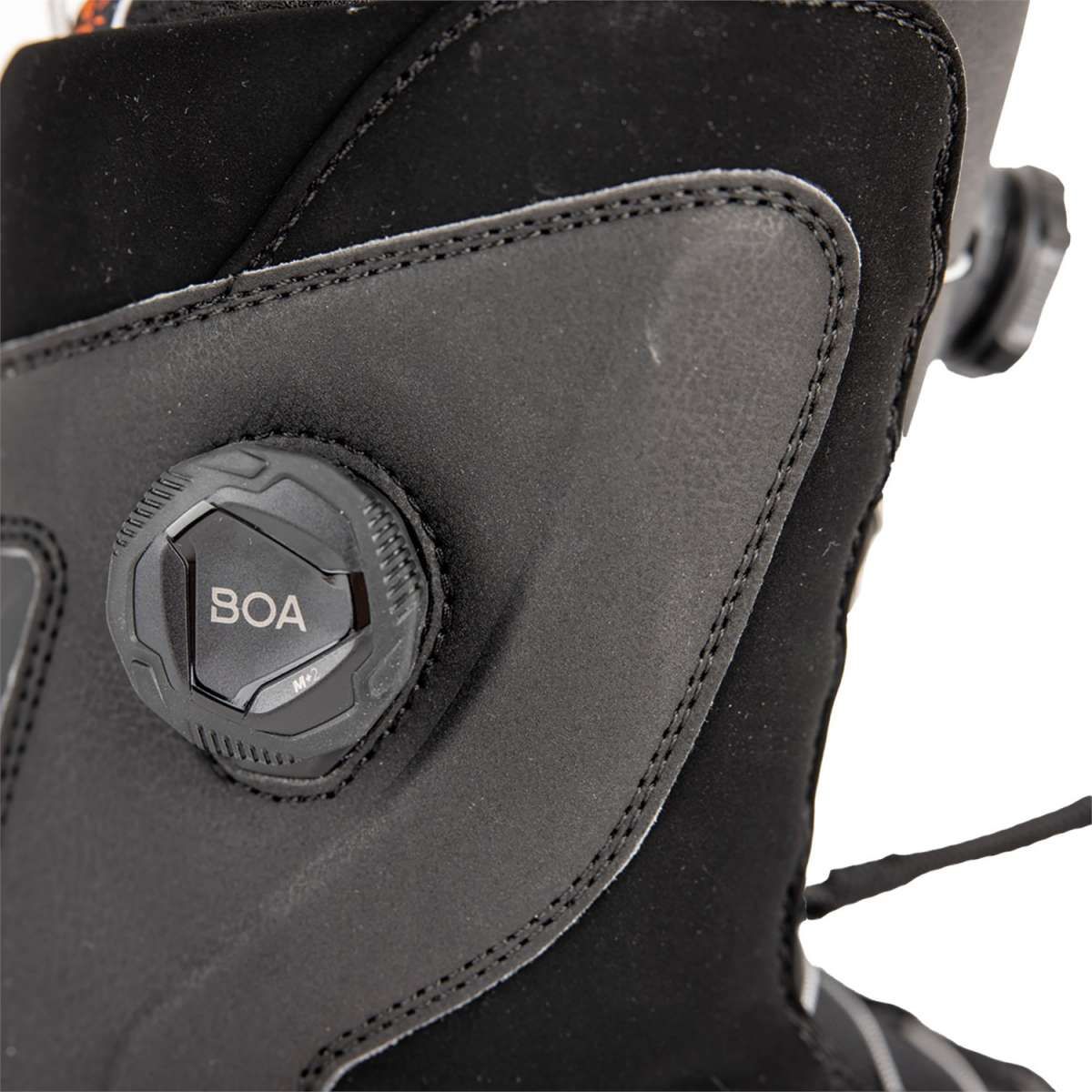 Nitro Women's Cypress BOA Snowboard Boot 2024 - Black snowboard boot with a textured pattern on the side and a round, black BOA dial.