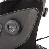 Nitro Women's Cypress BOA Snowboard Boot 2024 - Black snowboard boot with a textured pattern on the side and a round, black BOA dial.