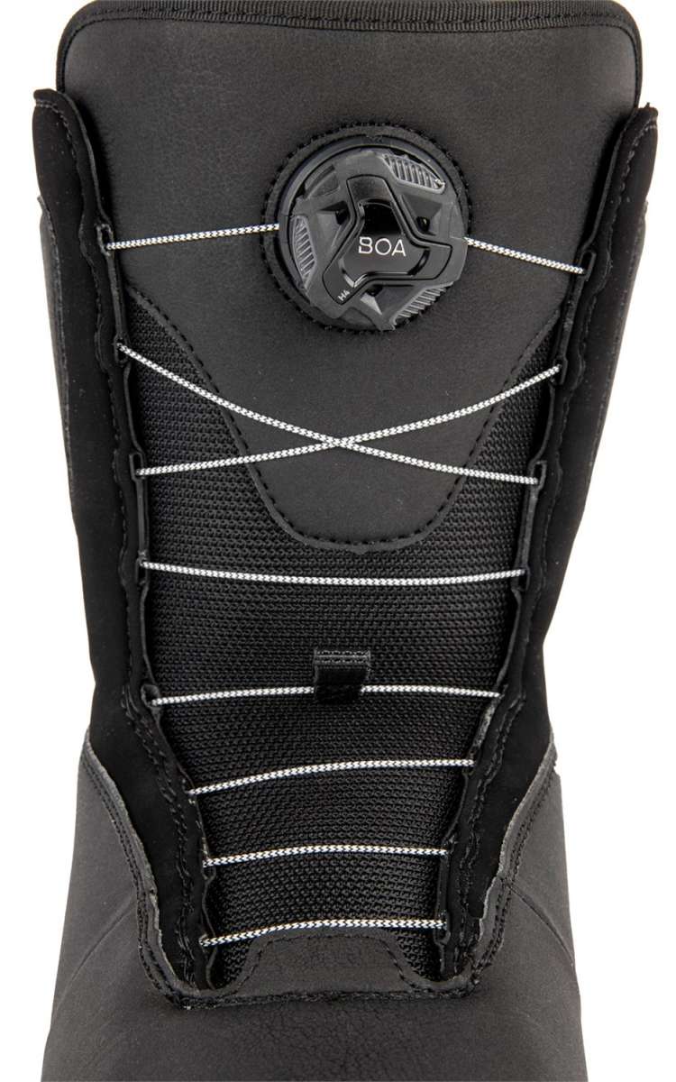 Nitro Women's Cypress BOA Snowboard Boot 2024 - Black snowboard boot with a round, black BOA dial on top.