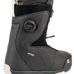 Nitro Women's Cypress BOA Snowboard Boot 2024 - Black snowboard boots with a white logo on the side and silver buckles.