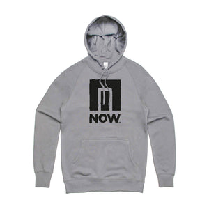 Grey Hoodie with a black now logo on the front