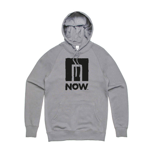 Grey Hoodie with a black now logo on the front