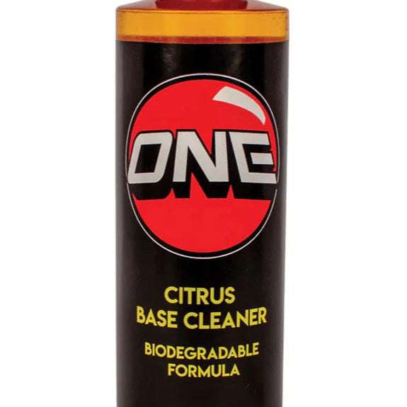 Oneball Citrus Base Cleaner 4oz 2025 - Bottle of citrus-scented base cleaner with a black cap and transparent amber-colored liquid inside.