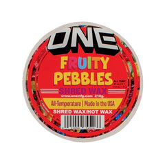 Oneball Shape Shifter Fruity Pebbles Wax 2025 - A vibrant red wax with colorful, multicolored fruit-shaped patterns and a glossy finish.