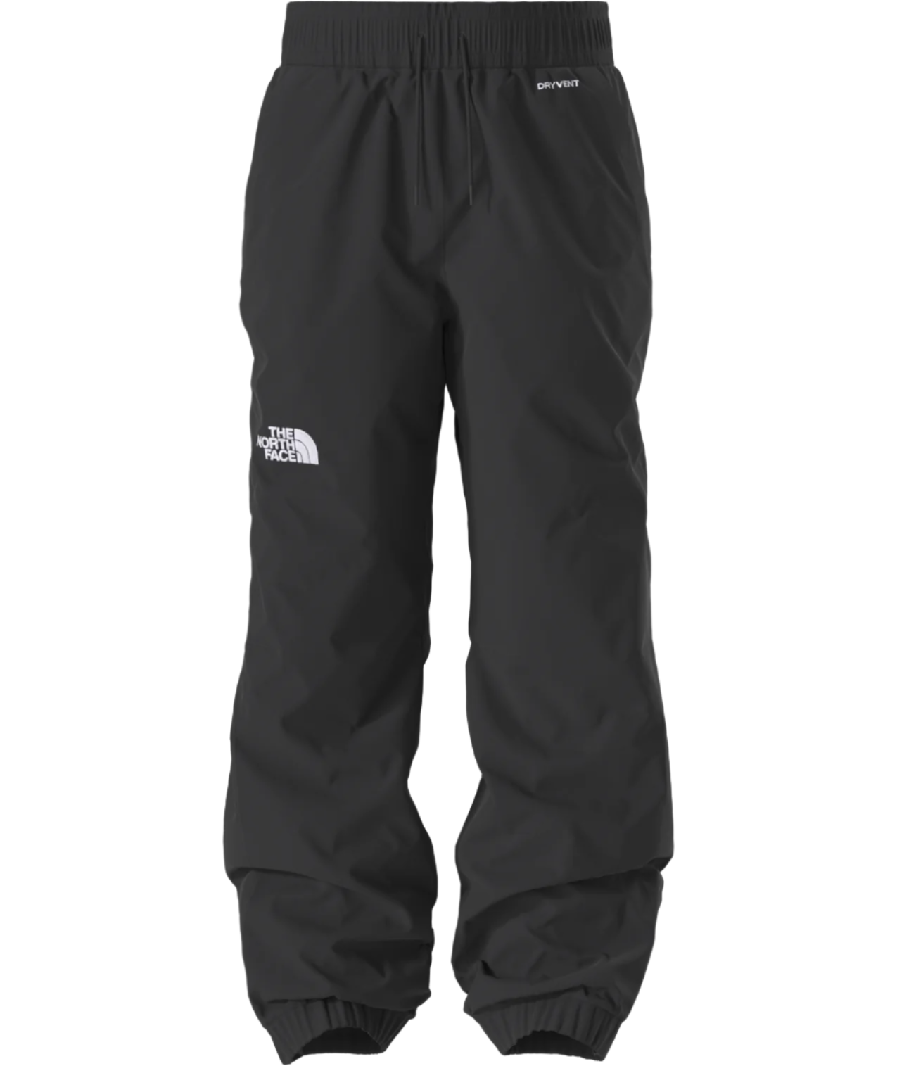 The North Face Build Up Shell Pant 2025 - Black pants with white logo on left thigh and "DRYVENT" label above right pocket.