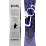 CAPiTA - Pathfinder Snowboard 2026 is shown in a light gray color with black and white graphics on top of it.