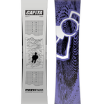 CAPiTA Pathfinder Snowboard - A snowboard with a black background featuring white and gray abstract shapes.