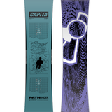 CAPiTA Pathfinder Snowboard - A light blue snowboard with a black logo and white lettering that reads "Pathfinder".