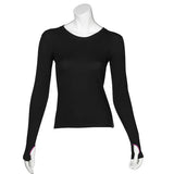 Treviso Women's Poly Blend Base Layer 2020 - Top - The top is solid black with a round neckline and long sleeves.