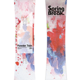 CAPiTA Spring Break Powder Twin Snowboard 2026 - A white snowboard with a pink and blue abstract design, featuring a red splatter pattern on the top sheet.