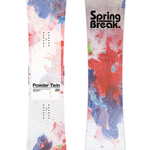 CAPiTA Spring Break Powder Twin Snowboard 2026 - A white snowboard with a blue and red abstract design on top of a light gray background.