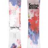 CAPiTA Spring Break Powder Twin Snowboard 2026 - A white snowboard with a blue and red abstract design on top of a light gray background.