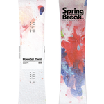 CAPiTA Spring Break Powder Twin Snowboard 2026 - A white snowboard with a pink and blue abstract design on top of it.