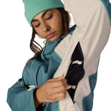Teal hooded shell jacket with contrast cream sleeves and G66 logo