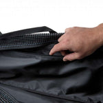 Radar Padded Slalom Case - Black padded case with white zipper and blue accents, featuring a handle on top.