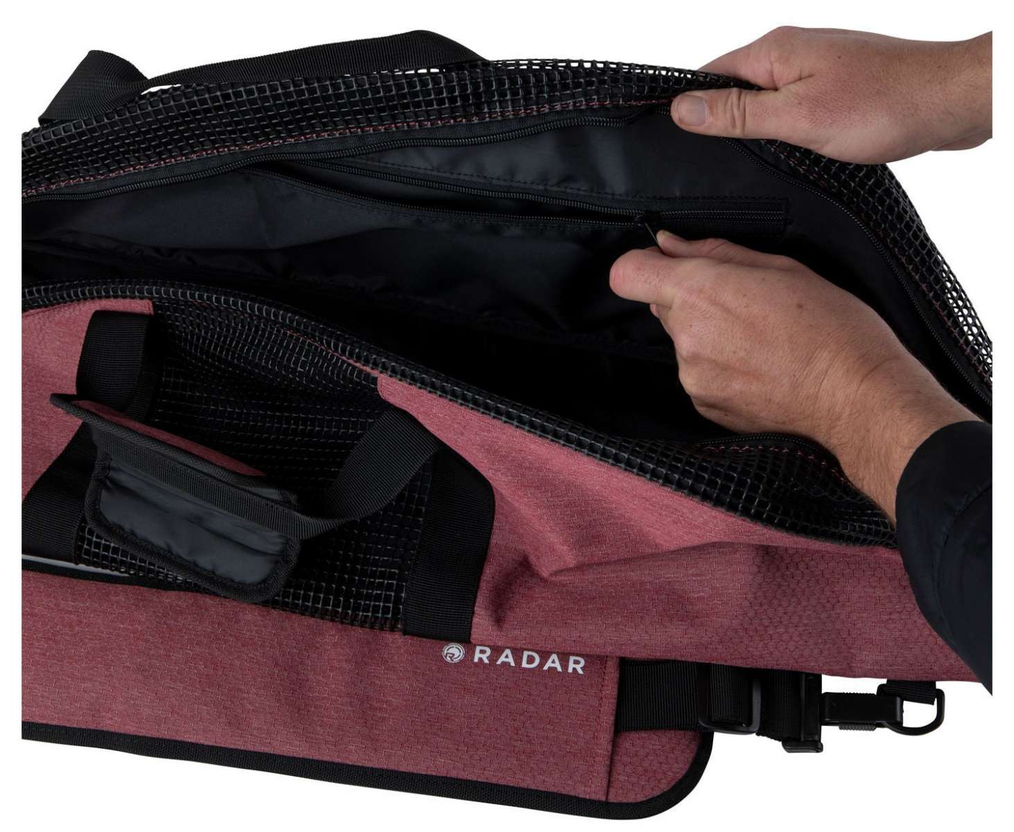 Radar Padded Slalom Case - Black padded case with white logo on top and black zipper.