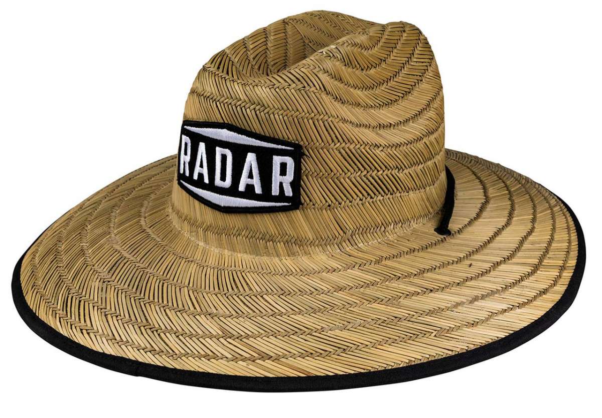 Radar Paddlers Sun Hat - A wide-brimmed straw hat with a black band around the crown and white lettering that reads "RADAR".
