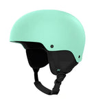 Anon Raider 3 Helmet 2025 - A mint green helmet with a black chin strap and ventilation holes on either side of the top.