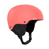 Anon Raider 3 Helmet 2025 - A coral-colored helmet with a black chin strap and white lettering on the side.