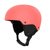 Anon Raider 3 Helmet 2025 - A coral-colored helmet with a black chin strap and ventilation holes on top.