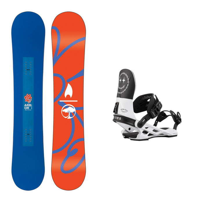 Arbor Relapse Camber Snowboard with Arbor Hemlock Boss Dog Binding 2025